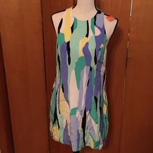 Multi-colored silk chiffon shift dress